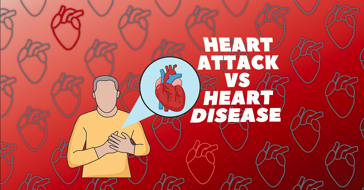 Man holding heart in pain: heart attack vs heart disease